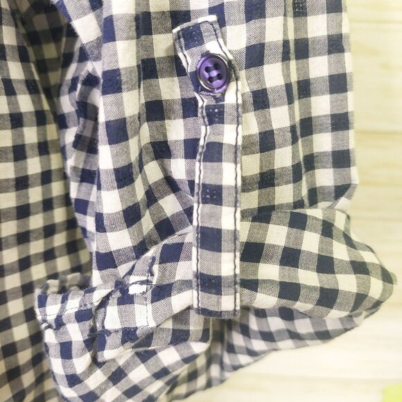 Lane Bryant Womens Blue & White Plaid Button-Up Shirt 24W Long Sleeve Cotton - Picture 5 of 13